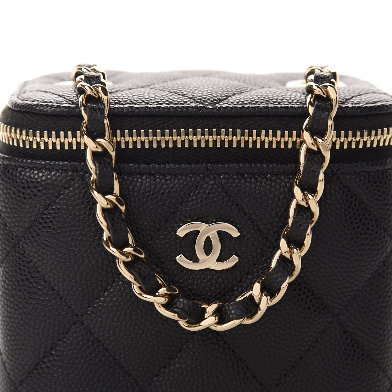 Chanel Caviar Quilted Mini Vanity Case With Chain Black 10 of 11
