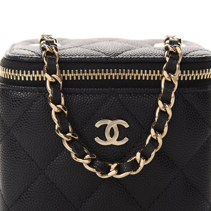 Chanel Caviar Quilted Mini Vanity Case With Chain Black 10 of 11