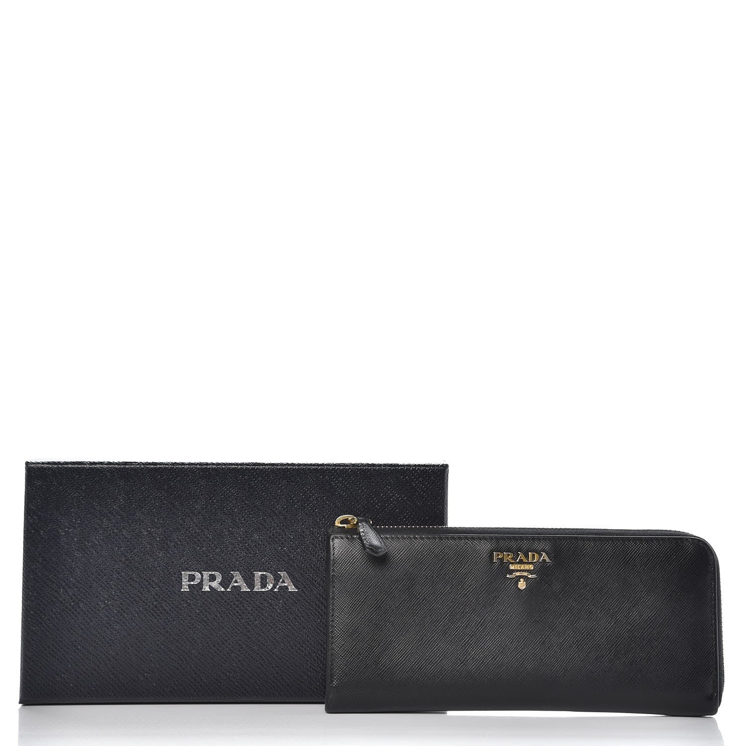 Prada Saffiano Zip Around Wallet Black 8 of 10