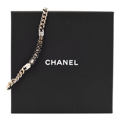 Chanel Enamel Metal Logo Choker Necklace Gold White Black 6 of 6