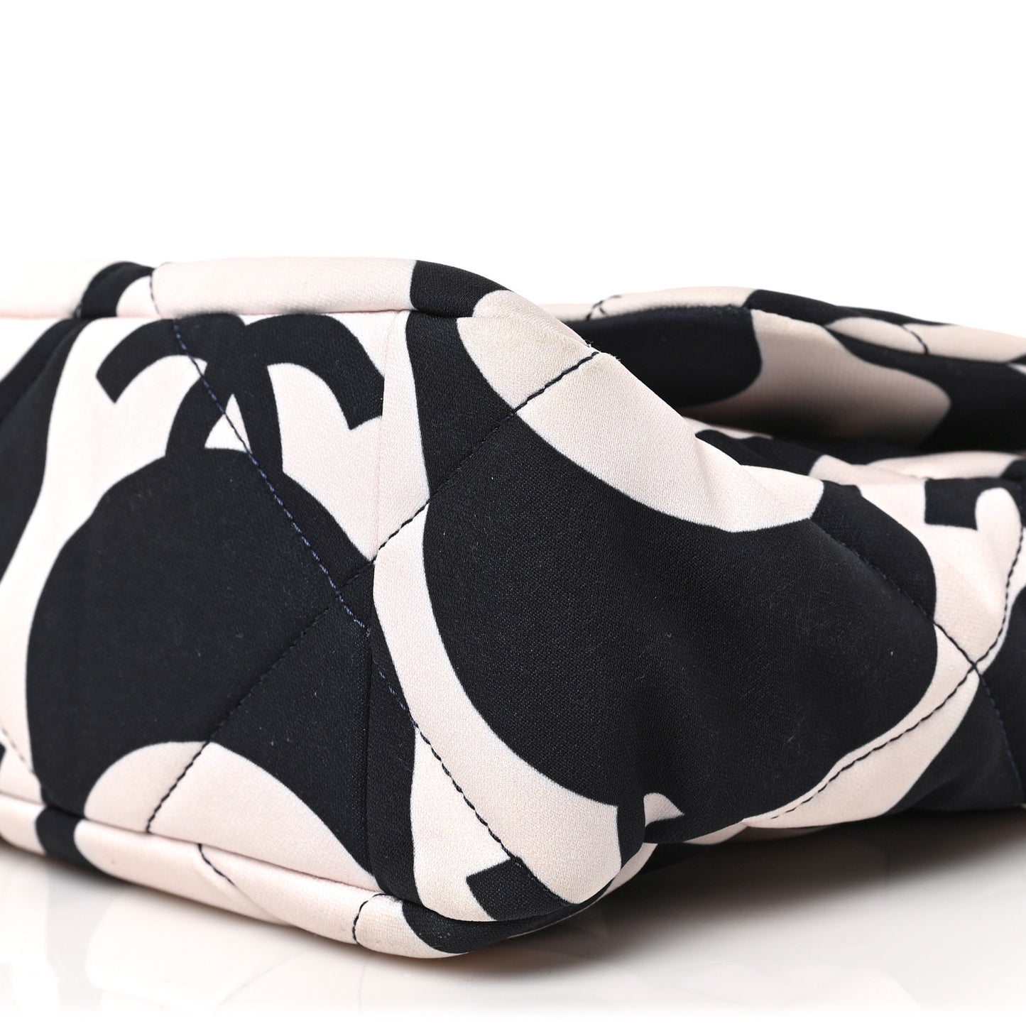 Fabric Printed Large Chanel 19 Flap Black Ecru