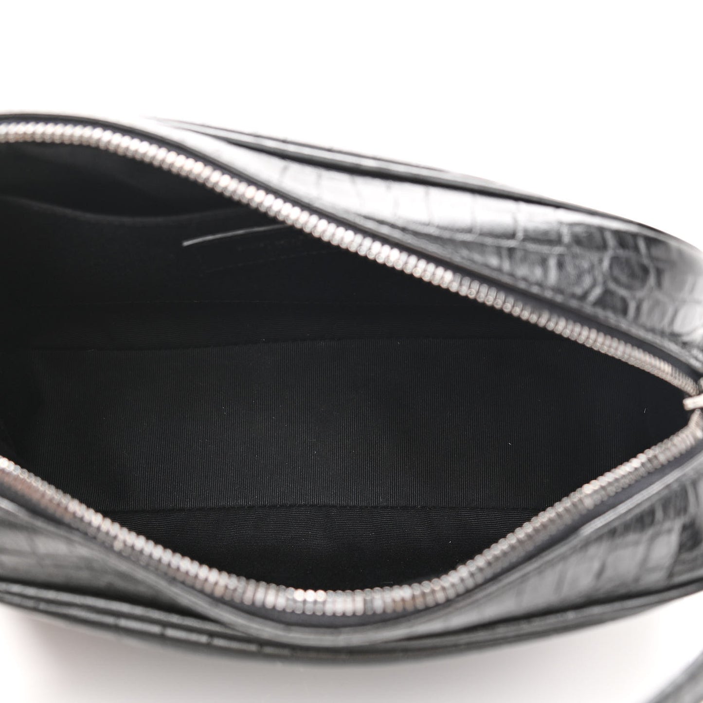 Calfskin Crocodile Embossed Monogram Lou Camera Bag Black