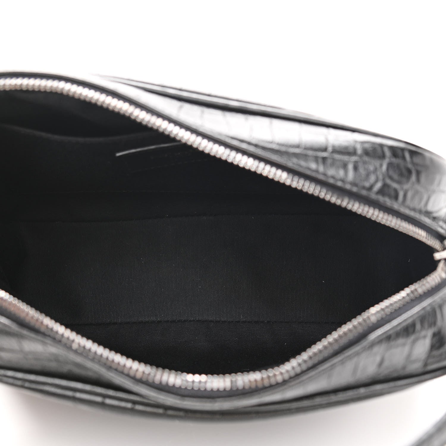 Saint Laurent Calfskin Crocodile Embossed Monogram Lou Camera Bag Black 4 of 8