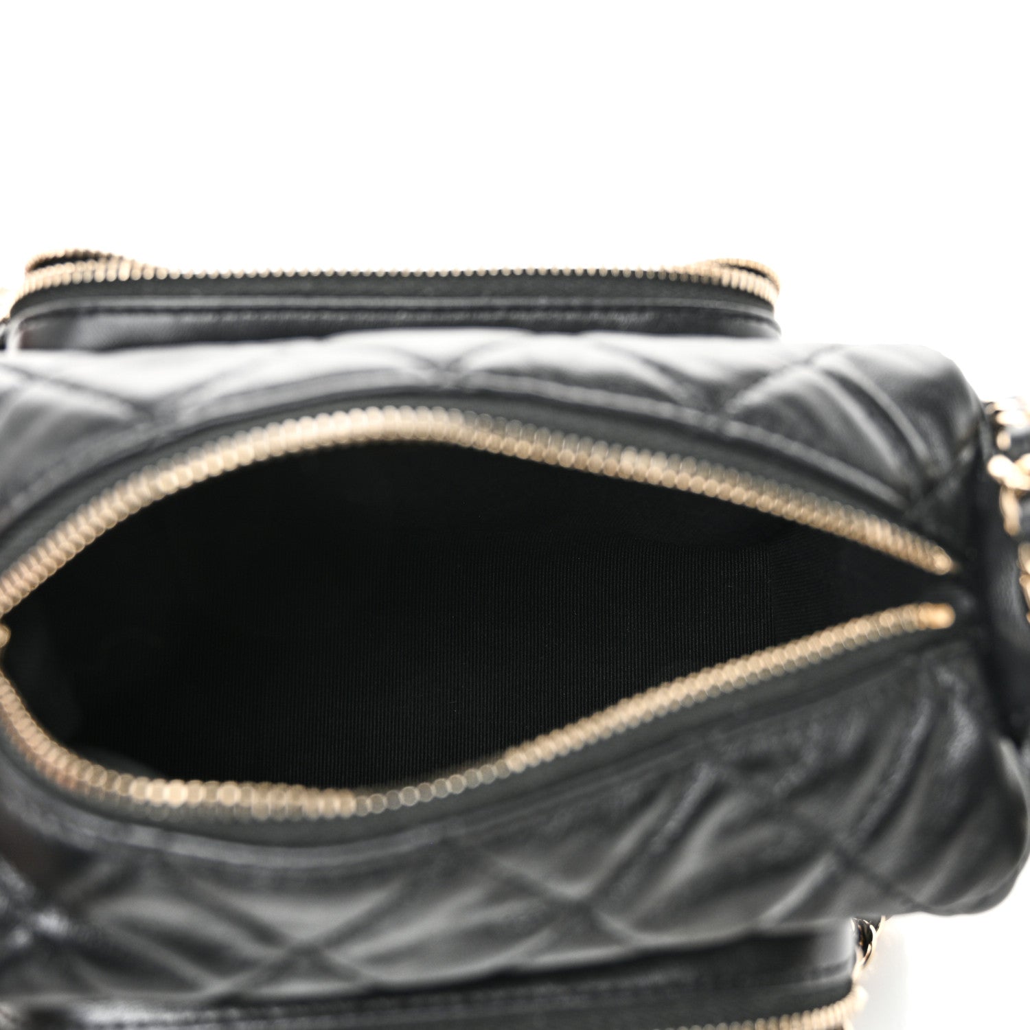 Chanel Shiny Crumpled Lambskin Quilted Small Preppy Pocket Camera Case Black 5 of 10