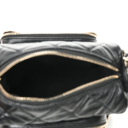 Chanel Shiny Crumpled Lambskin Quilted Small Preppy Pocket Camera Case Black 5 of 10