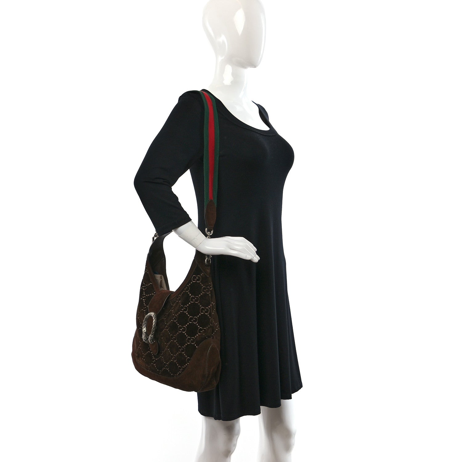 Gucci Velvet GG Monogram Web Medium Dionysus Hobo Brown 2 of 9