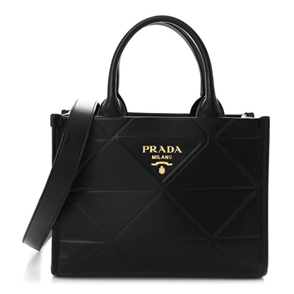 Prada Soft Calfskin Triangolo Symbole Embossed Mini Tote Black 1 of 10