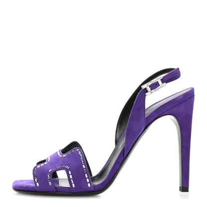 Hermes Suede Goatskin Crystal Heden 105 Sandals 40 Violet Majorette 1 of 9
