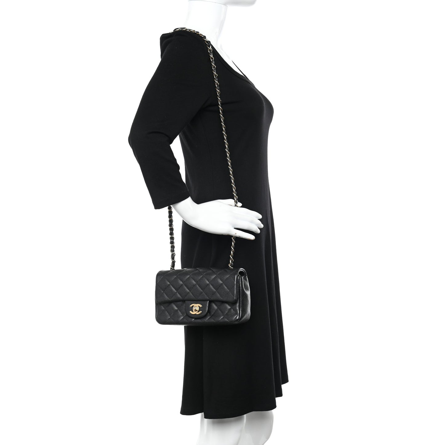 Caviar Quilted Mini Rectangular Flap Black