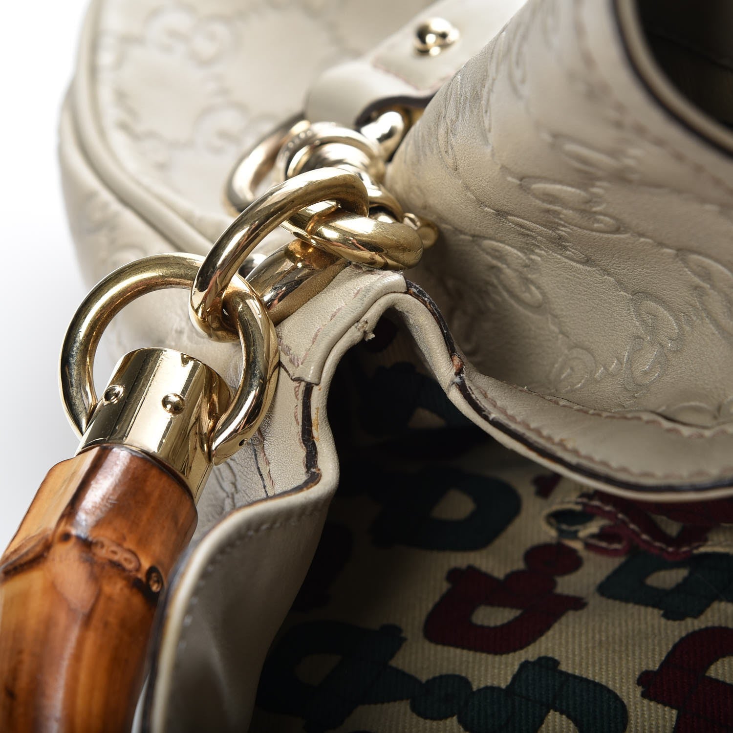 Gucci Guccissima Peggy Bamboo Top Handle Bag Ivory 10 of 13