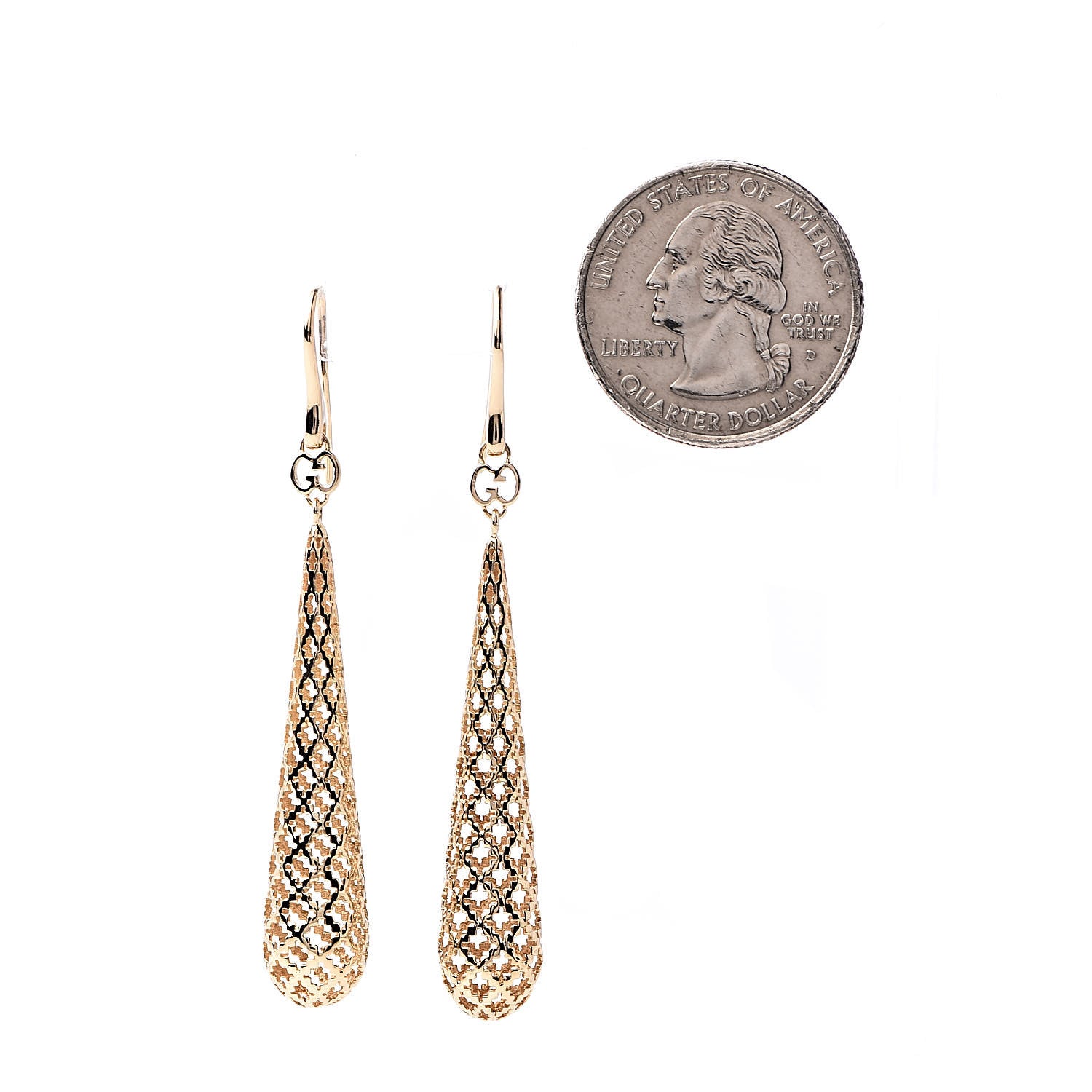 Gucci 18K Yellow Gold Diamantissima Drop Earrings 2 of 4