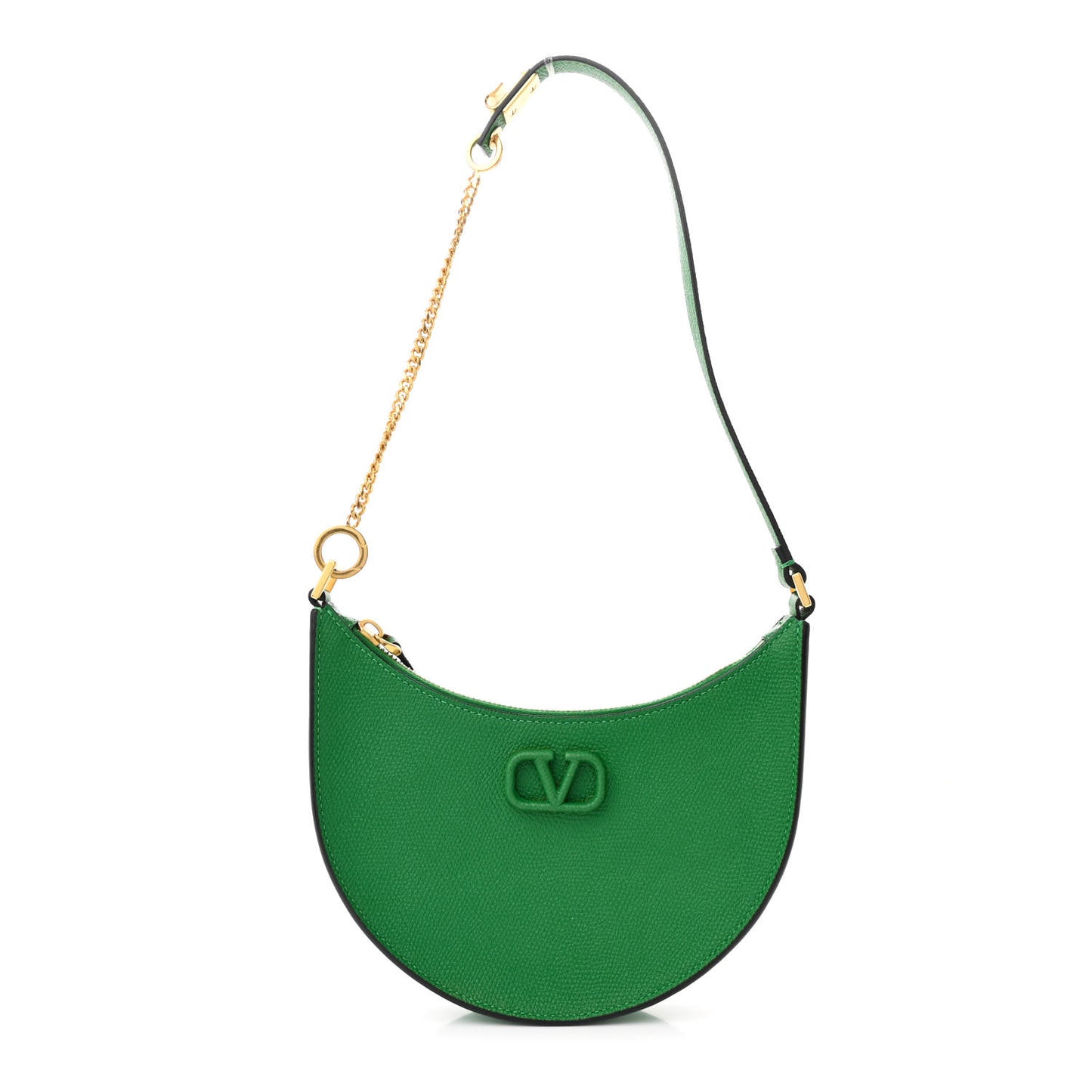 Grainy Calfskin Mini Vlogo Hobo Bag Gea Green