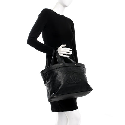 Chanel Goatskin Perforated Large CC Tote Black 2 of 11