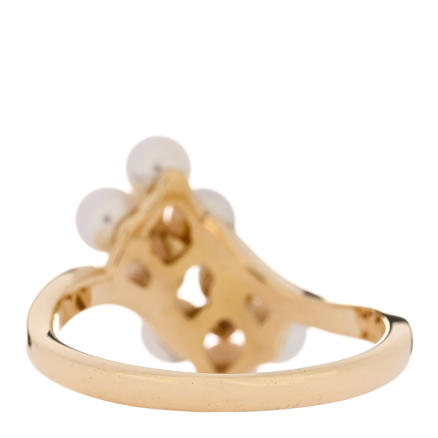Mikimoto 18K Yellow Gold Diamond Akoya Pearl Cluster Ring 49 4.75 3 of 4