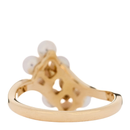 Mikimoto 18K Yellow Gold Diamond Akoya Pearl Cluster Ring 49 4.75 3 of 4