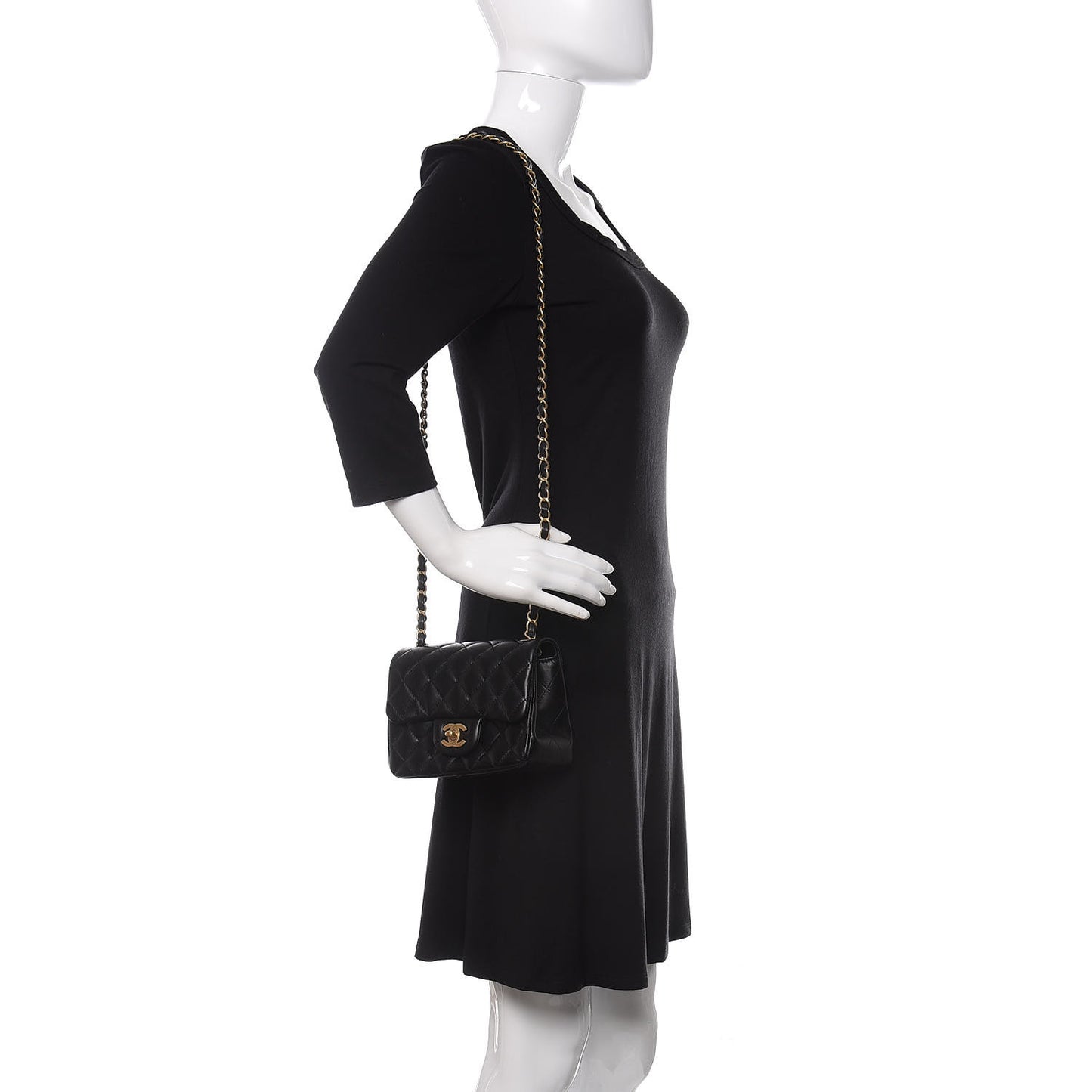 Lambskin Quilted Mini Square Flap Black