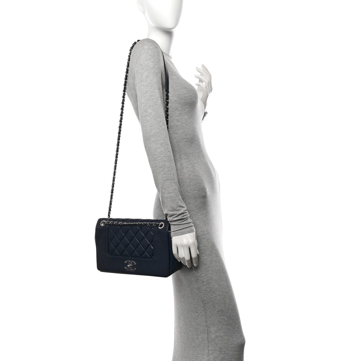 Sheepskin Quilted Vintage Mademoiselle Flap Dark Navy