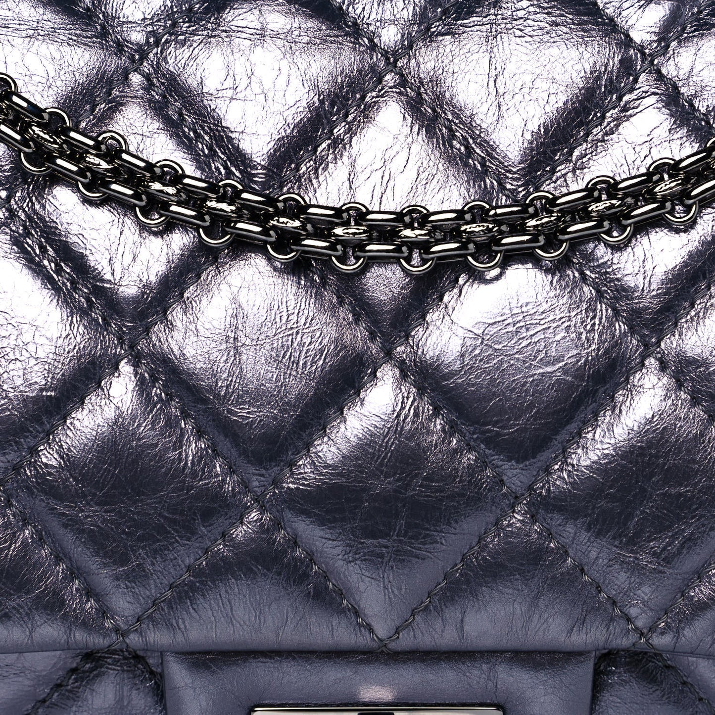 Metallic Aged Calfskin Quilted 2.55 Reissue 226 Flap Blue