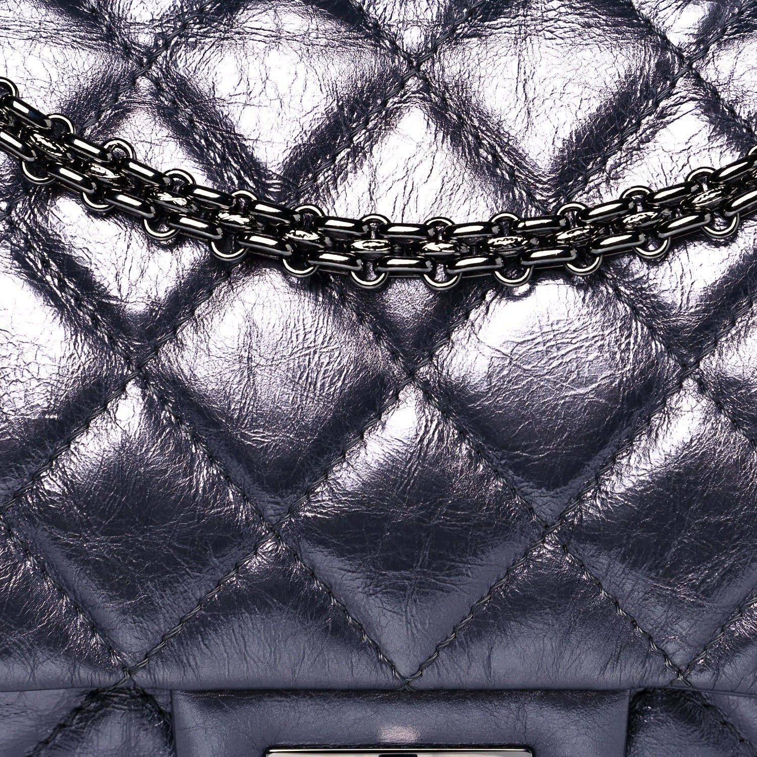 Chanel Metallic Aged Calfskin Quilted 2.55 Reissue 226 Flap Blue 8 of 11