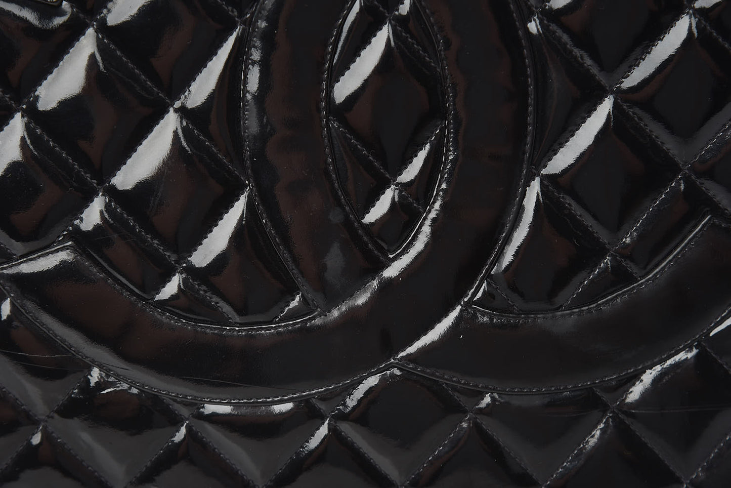 Patent Quilted Grand Shopping Tote GST Black