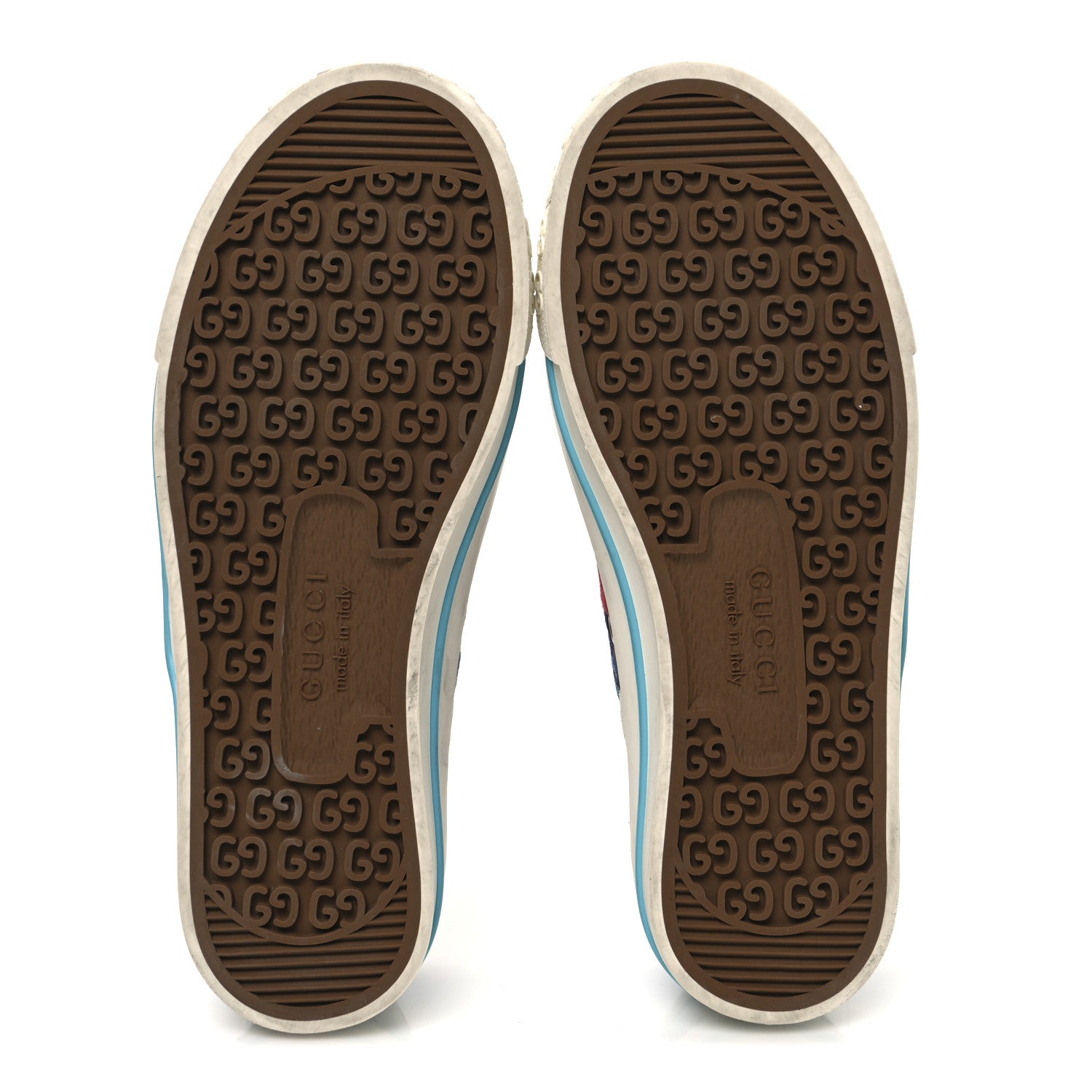 Gucci GG Monogram Multicolor Web Womens 1977 Tennis Sneakers 35 Light Blue Mystic White 7 of 10
