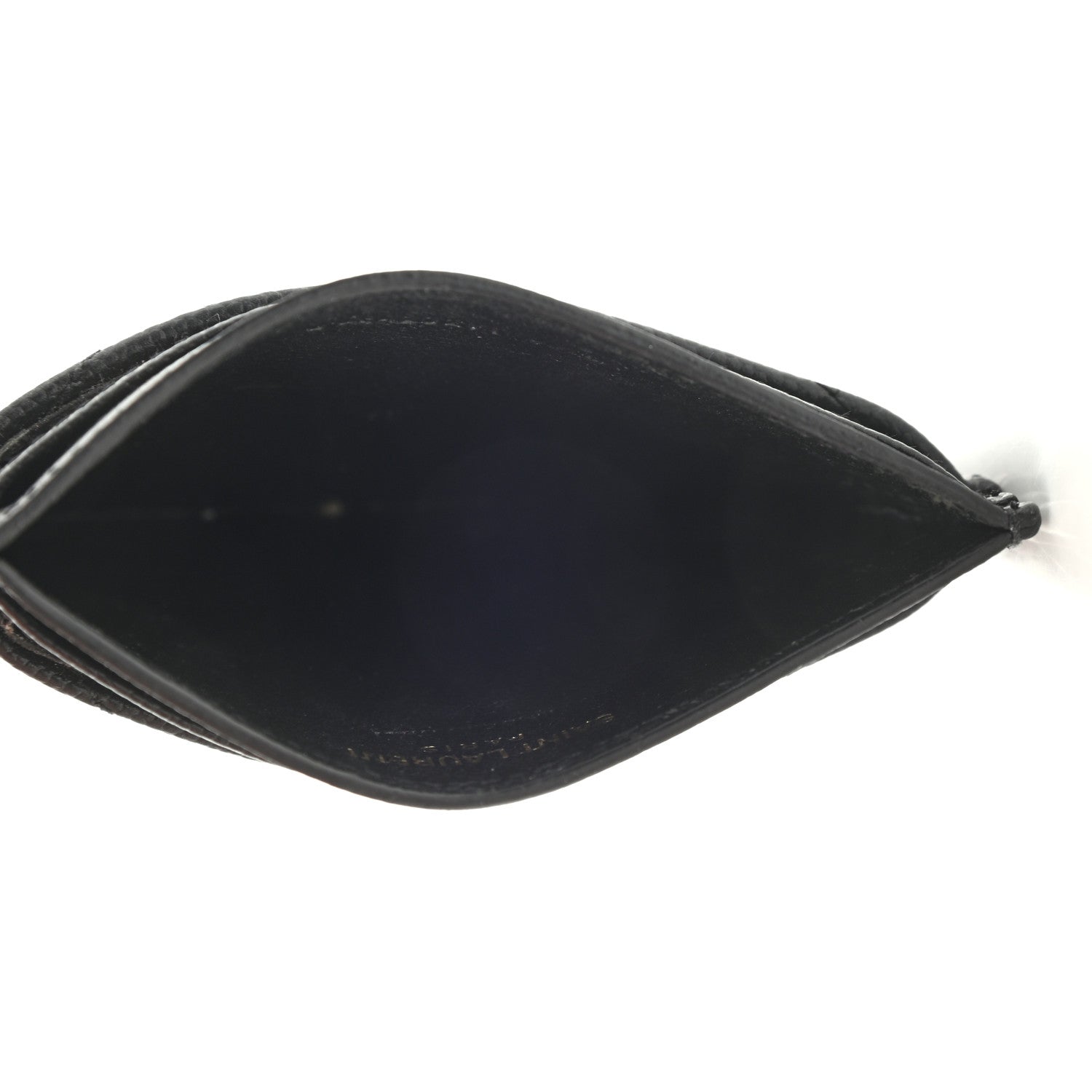 Saint Laurent Grain De Poudre Matelasse Chevron Monogram Credit Card Case Black 5 of 7
