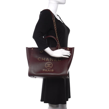 Chanel Caviar Small Studded Deauville Tote Burgundy 2 of 11