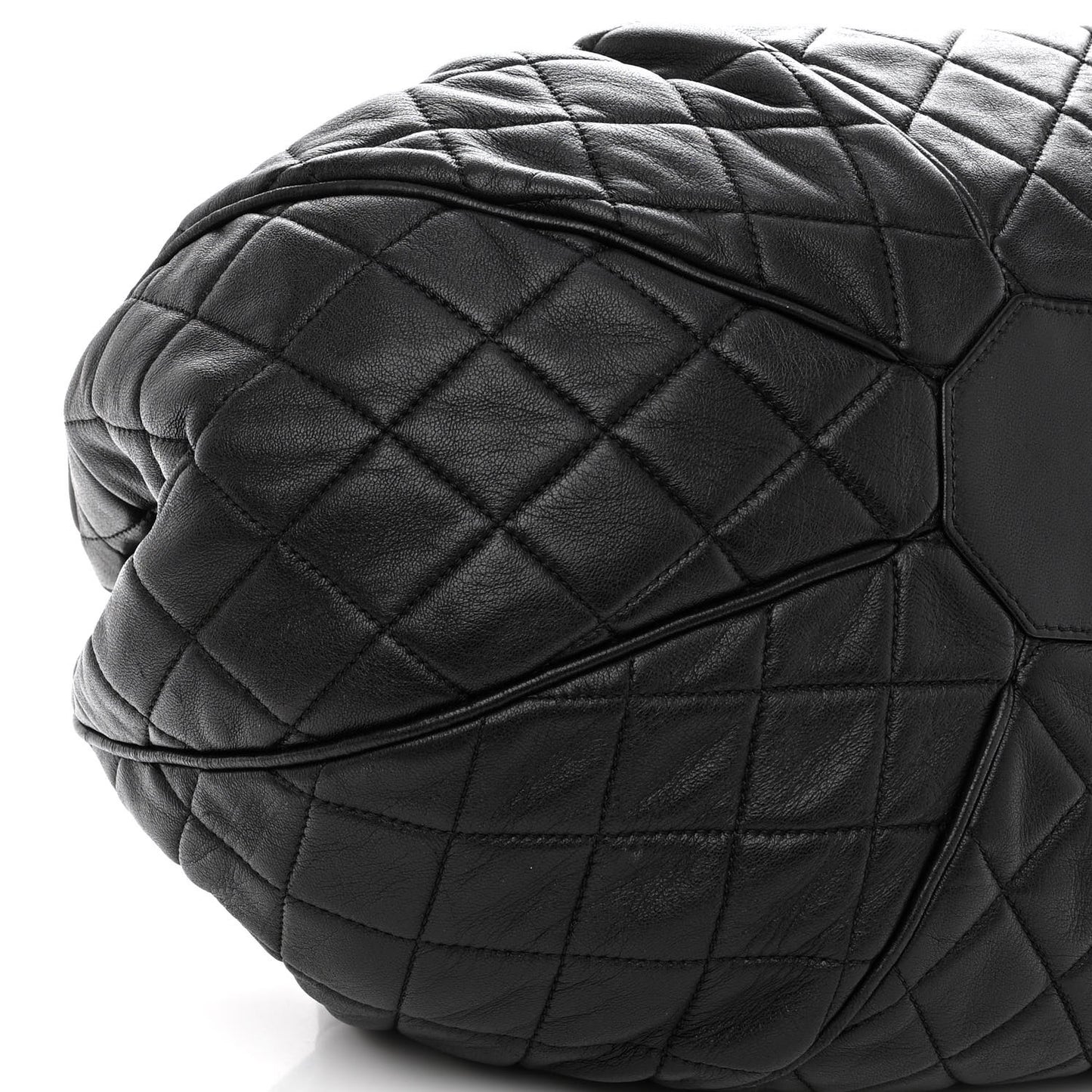 Calfskin Quilted Drawstring Sac Cordon Bag Black