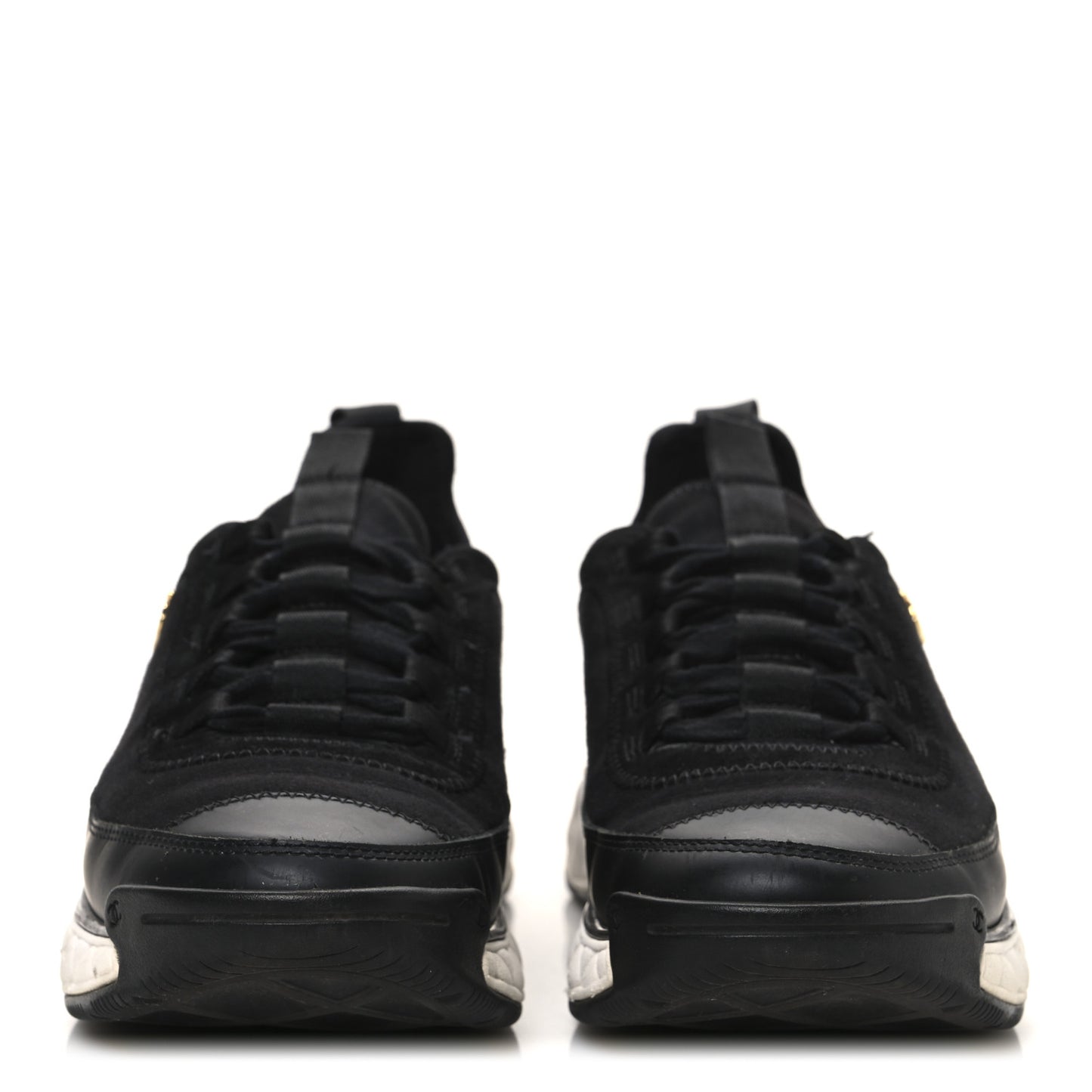 Velvet Calfskin Mixed Fibers CC Sneakers 39 Black