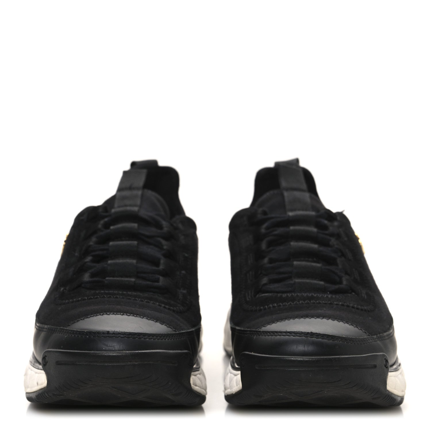 Chanel Velvet Calfskin Mixed Fibers CC Sneakers 39 Black 3 of 9