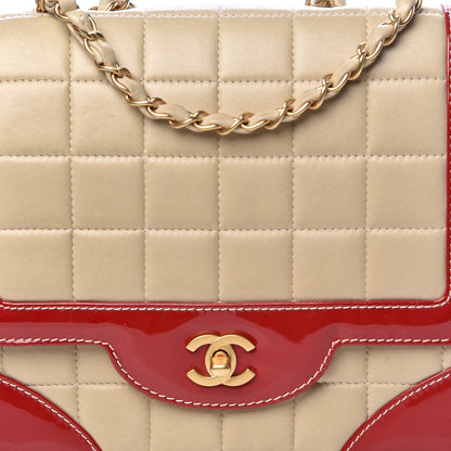 Chanel Lambskin Patent Chocolate Bar Flap Beige Red 15 of 15