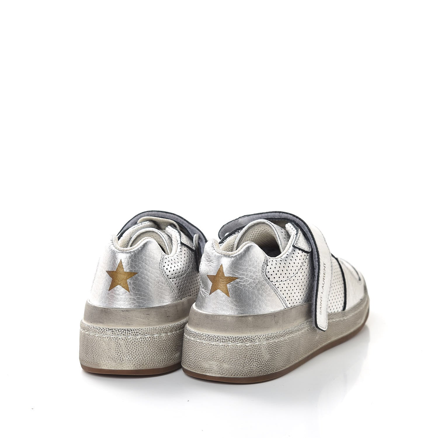 Saint Laurent Calfskin Perforated Womens SL24 Sneakers 38 Argento 4 of 11
