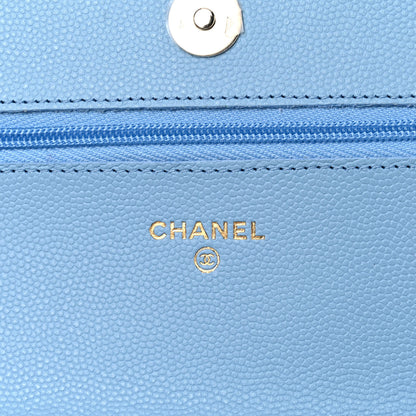 Chanel Caviar Quilted Wallet On Chain WOC Blue 5 of 10