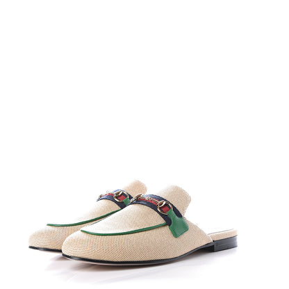Gucci Canvas Vintage Charlotte Web Womens Princetown Slippers 39 Sand New Shamarock 2 of 11