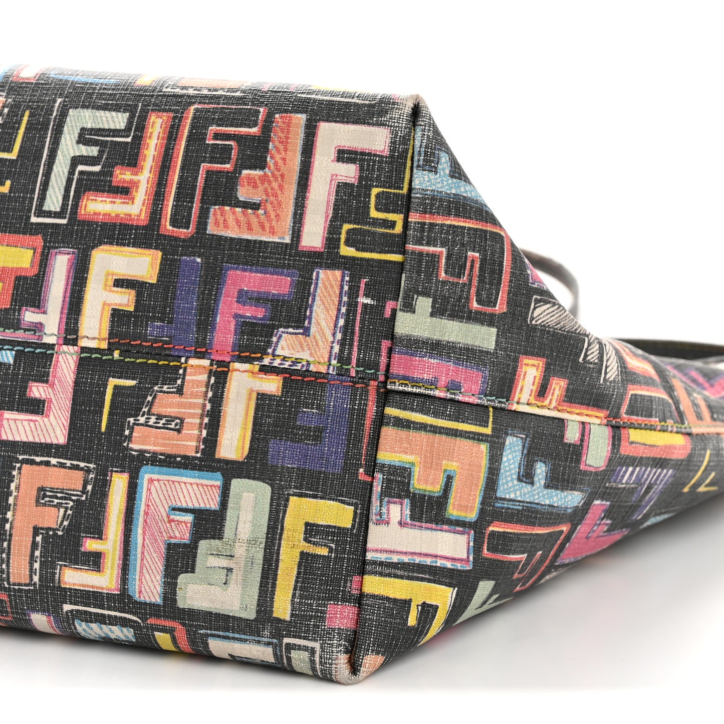 Zucca Spalmati Patent Zucchino Screen Print Medium Roll Tote Tobacco Multicolor Black