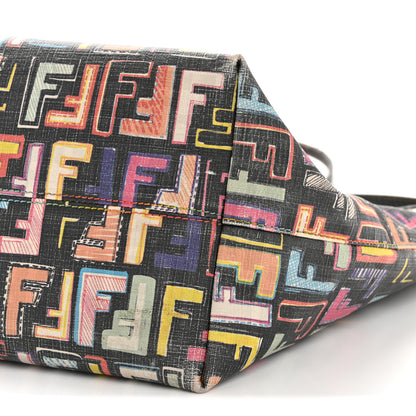 Fendi Zucca Spalmati Patent Zucchino Screen Print Medium Roll Tote Tobacco Multicolor Black 10 of 13