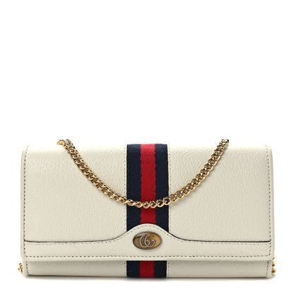 Gucci Textured Calfskin Web Ophidia Wallet On Chain Mystic White 1 of 9
