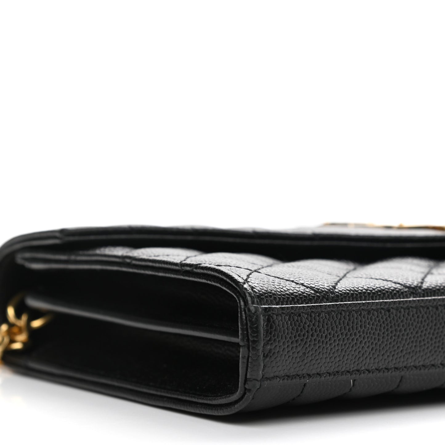 Grain De Poudre Mixed Matelasse Triquilt Monogram Chain Wallet Black