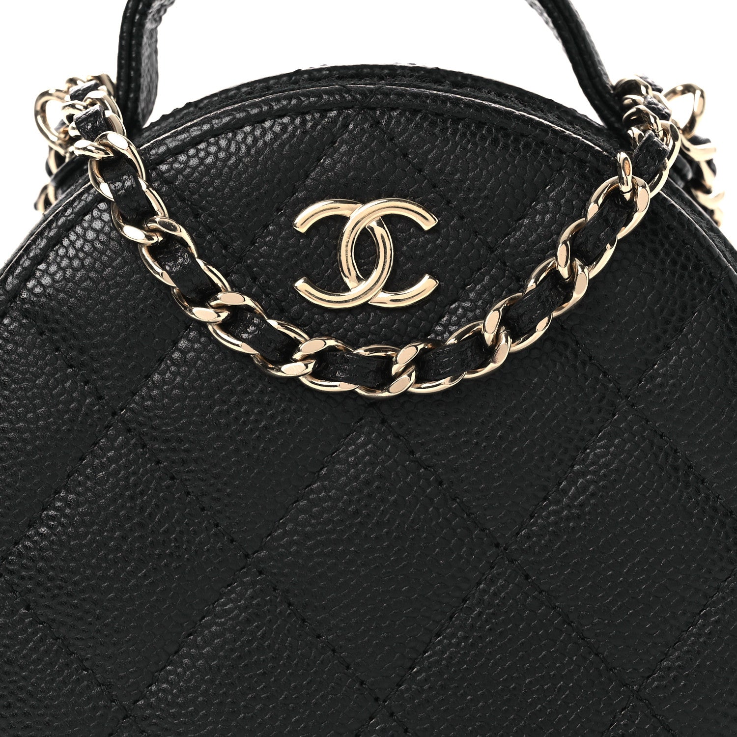 Chanel Caviar Quilted Round Handle With Care Vanity With Chain Black 8 of 11
