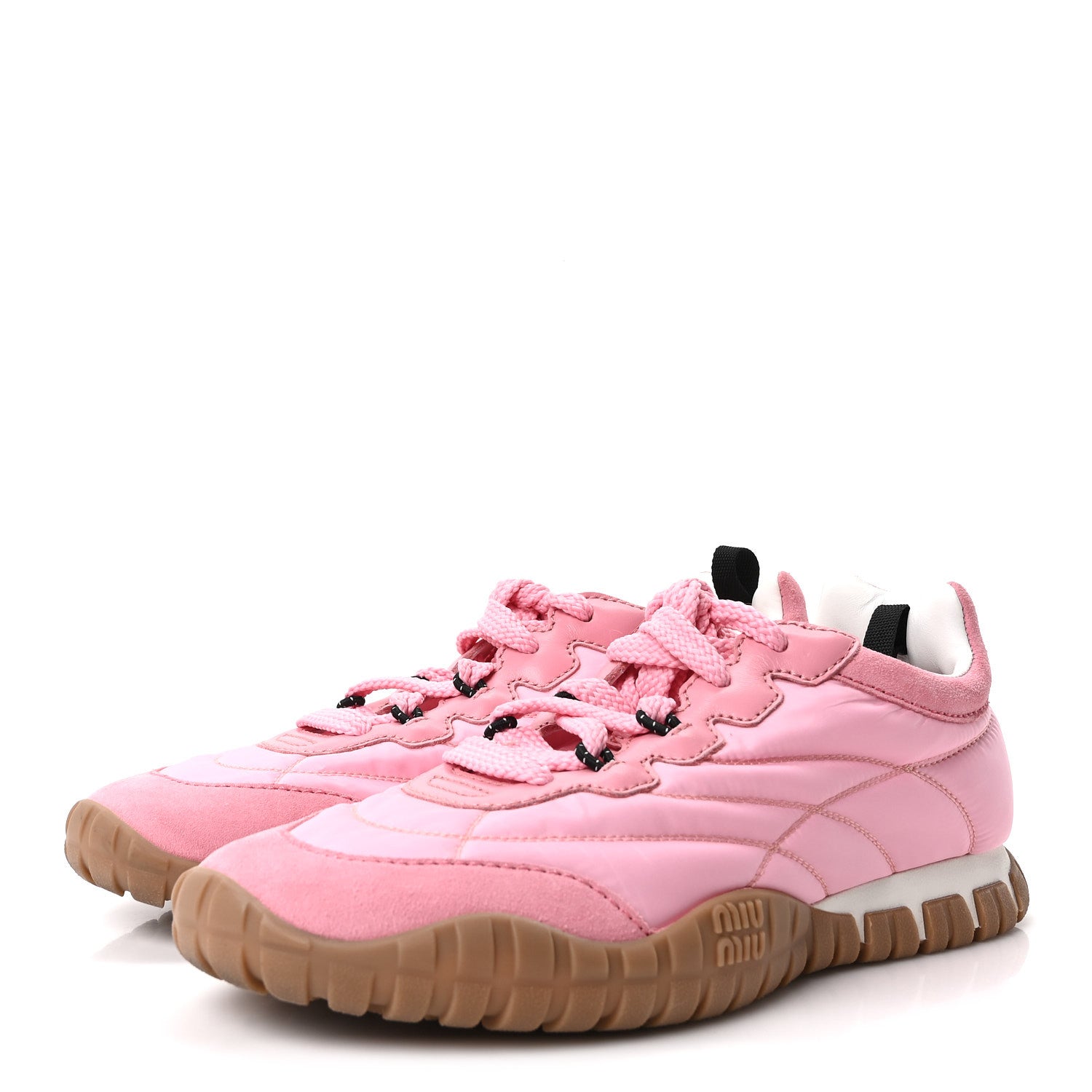 Miu Miu Technical Fabric Suede Womens Tyre Sneakers 38 Pink 4 of 9