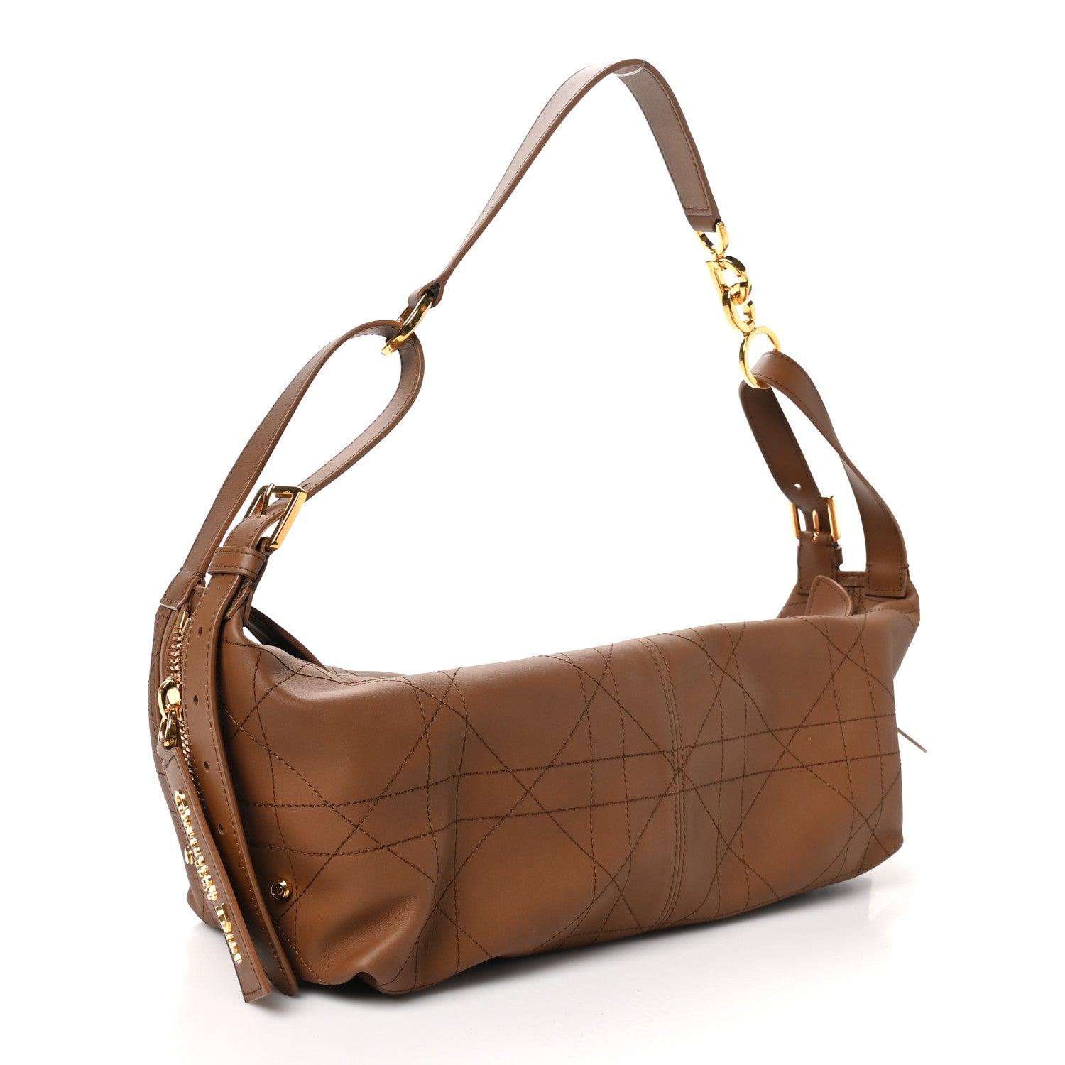 Christian Dior Calfskin Macrocannage Medium D-Journey Bag Camel