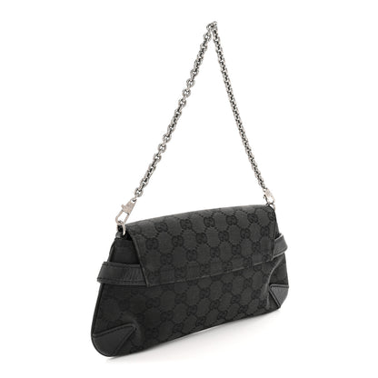 Gucci Monogram Horsebit Chain Clutch Black 3 of 13