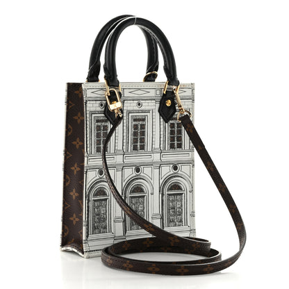Louis Vuitton X FORNASETTI Calfskin Architettura Petit Sac Plat Black White 3 of 10