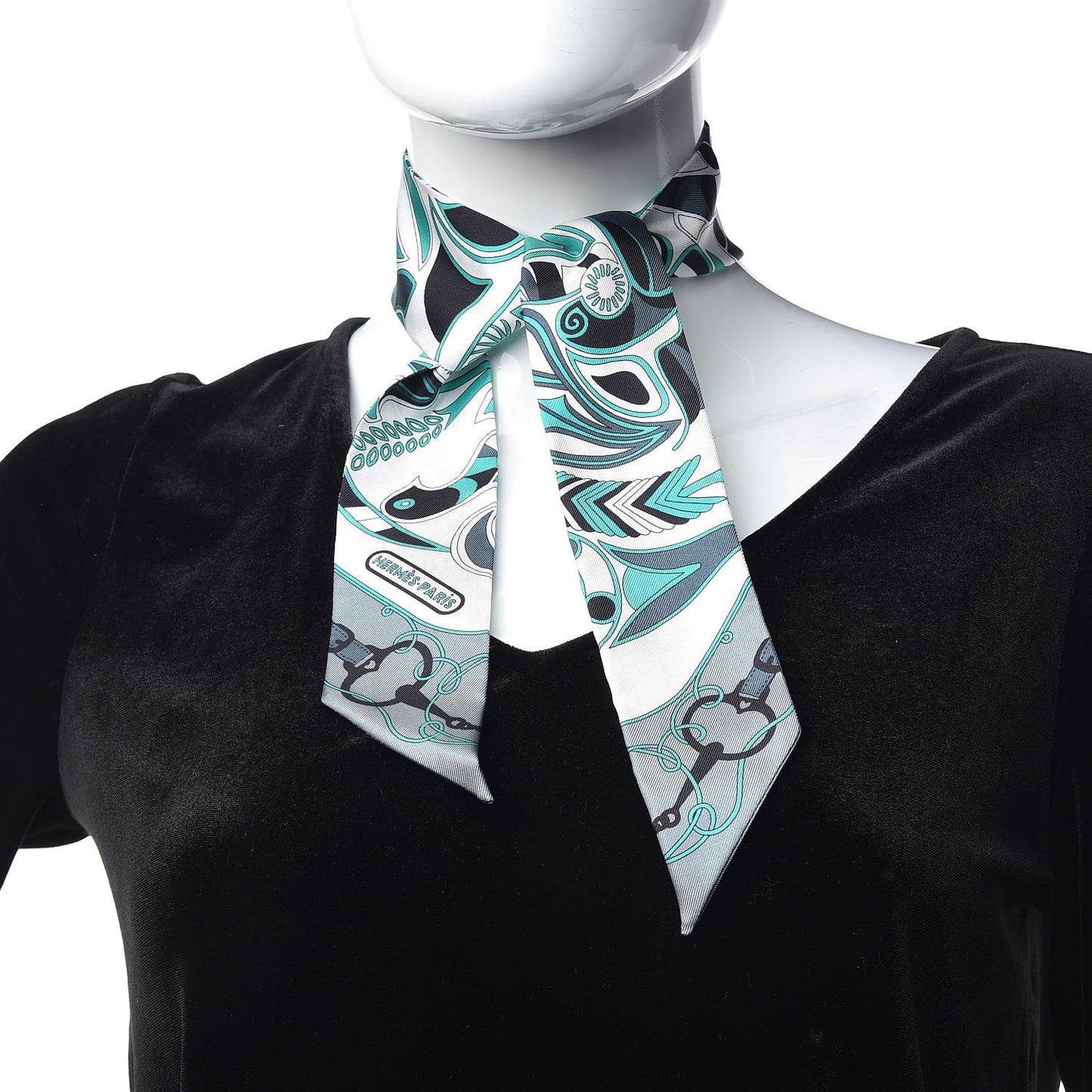Silk Folklore Twilly White Menthol Gris
