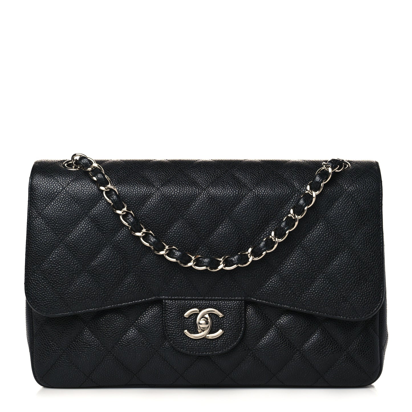Caviar Quilted Jumbo Double Flap Black