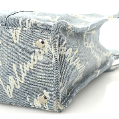 Balenciaga Denim Scribble Logo Medium Hardware Tote Blue 10 of 11