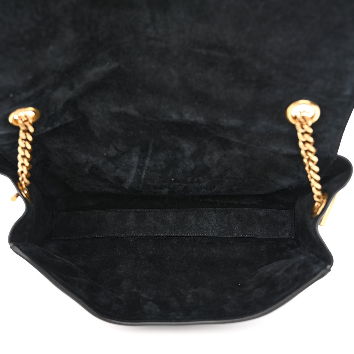 Smooth Calfskin Suede Medium Reversible Monogram Kate Satchel Black
