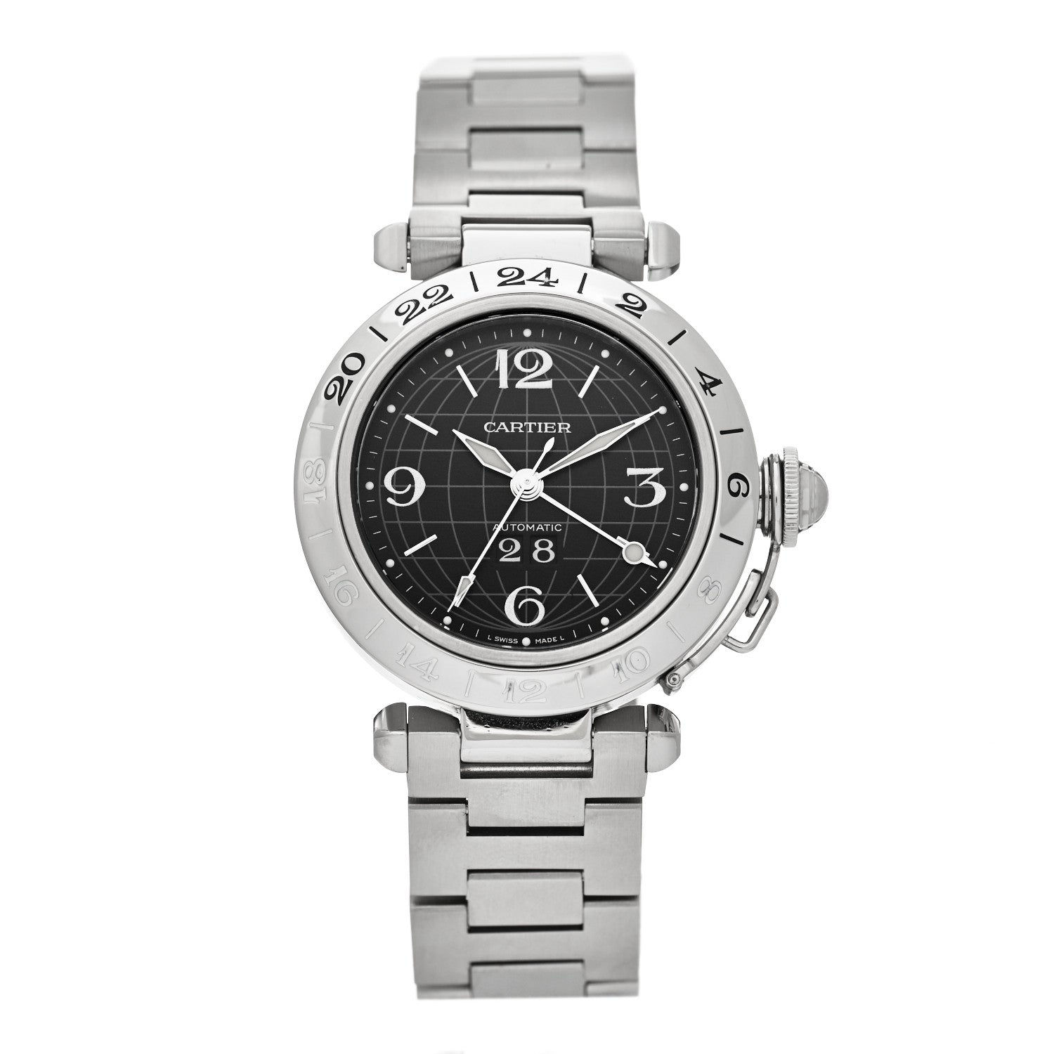 Cartier Stainless Steel 35mm Pasha GMT Automatic Watch Black 1 of 4