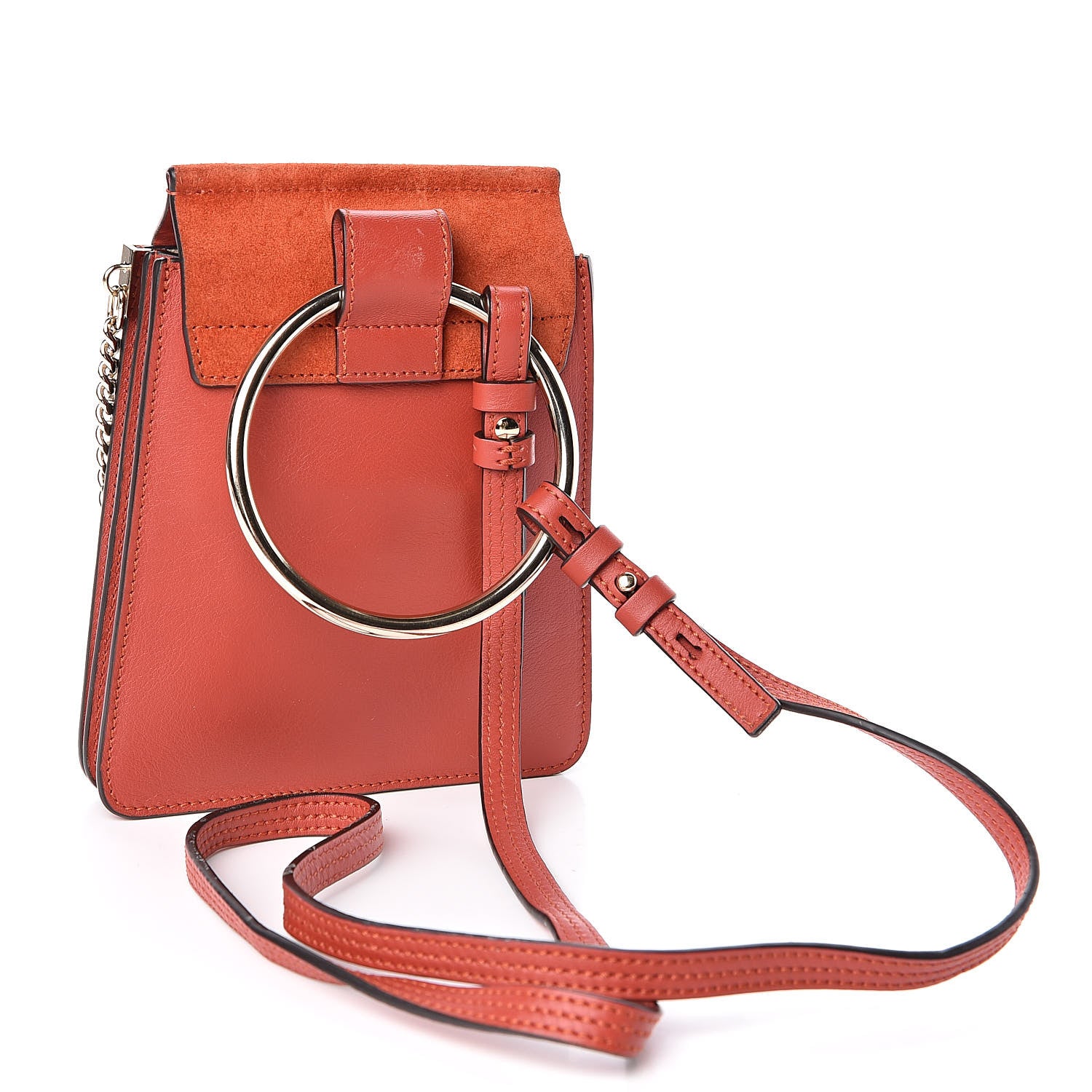 Chloe Suede Calfskin Mini Faye Bracelet Bag Sepia Red 3 of 10