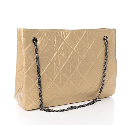 Chanel Metallic Aged Calfskin Quilted Reissue 2.55 Tote Light Gold 3 of 11